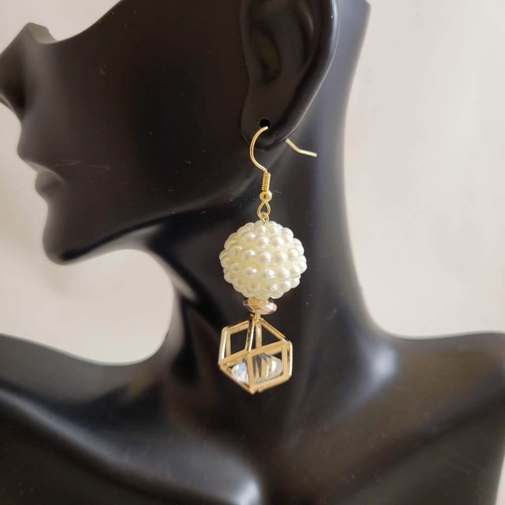 Pearlesque Golden Drop Earrings
